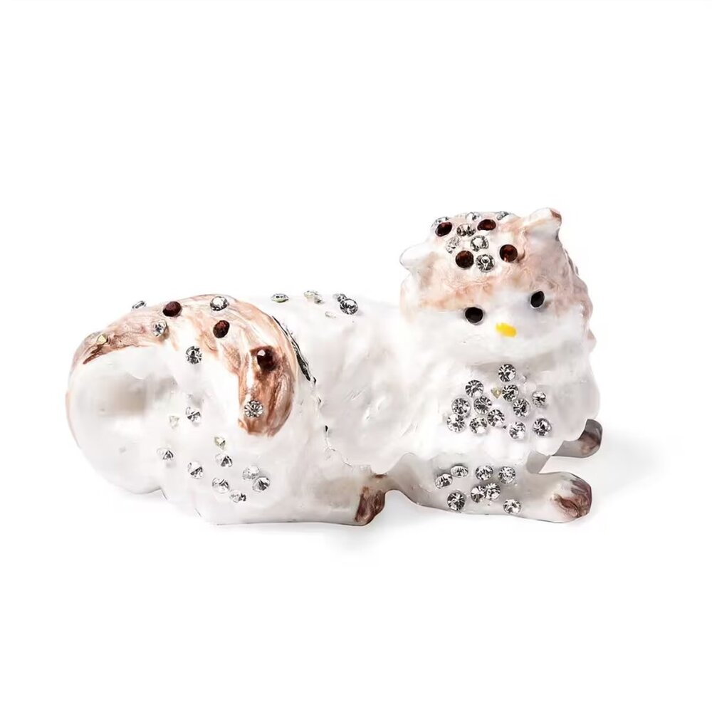 NEW Multi Color Austrian Crystal, Enameled Cat  Box in SilverTone